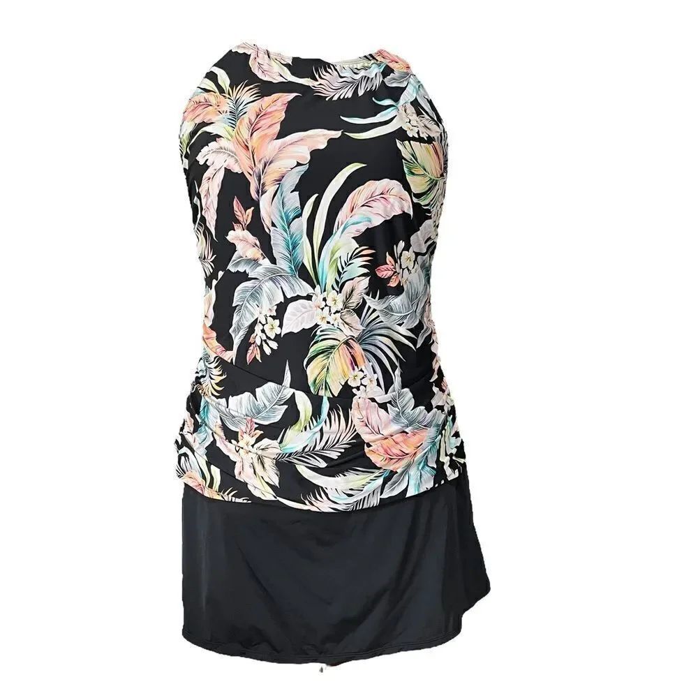 Jantzen High Neck Tankini with Skirted Bottom - Picture 3 of 6
